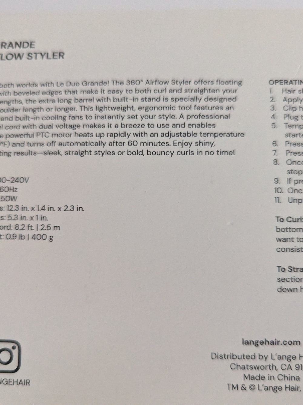 L’ANGE Le Duo Airflow CLASSIC Pink Flat Iron / Styler - Airflow ~ Excellent! - Picture 4 of 4